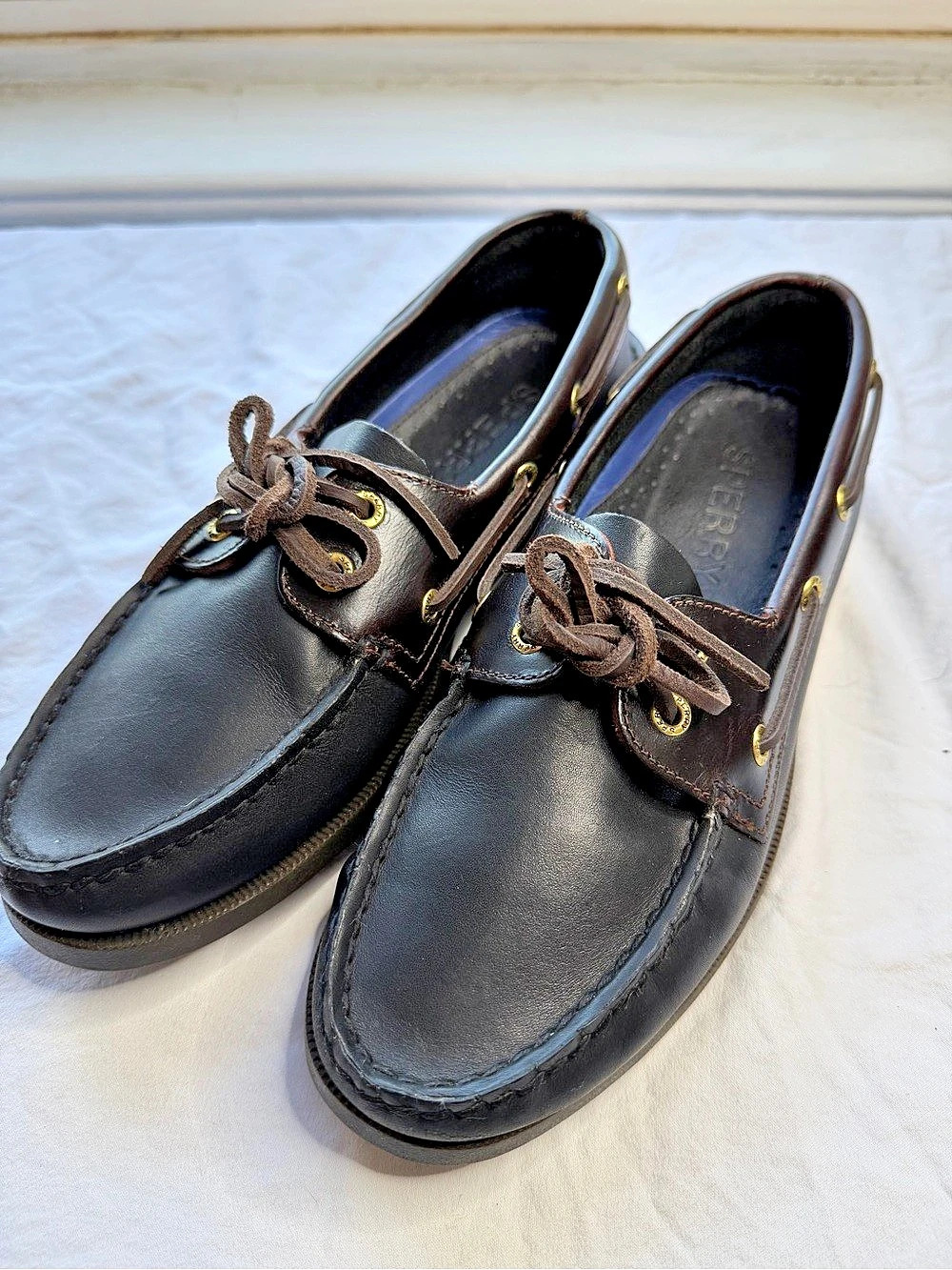 Sperry Men's Black and Brown Boat Shoes NEW US 8